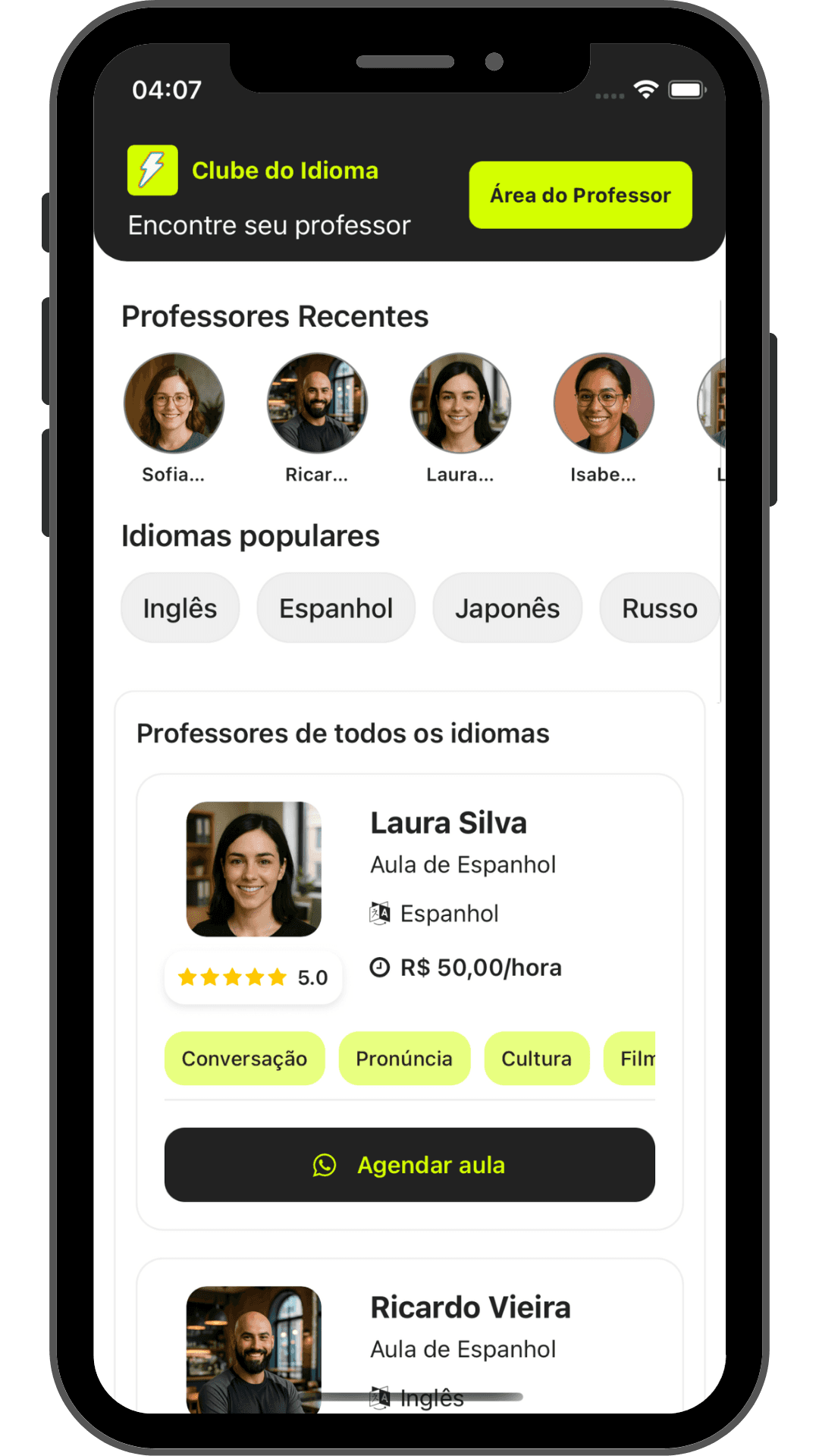 Plataforma de ensino de idiomas